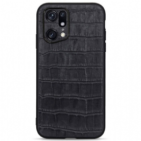 Hoesje voor Oppo Find X5 Pro Echt Leer Met Krokodillenstructuur