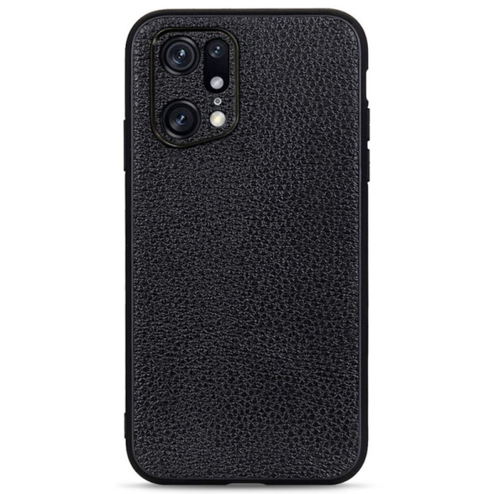 Telefoonhoesje voor Oppo Find X5 Pro Echt Litchi Leer