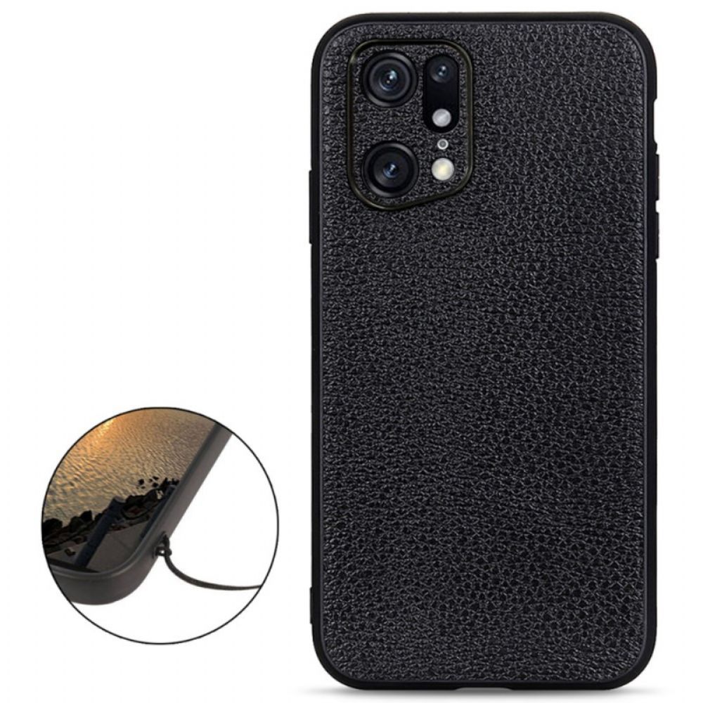 Telefoonhoesje voor Oppo Find X5 Pro Echt Litchi Leer