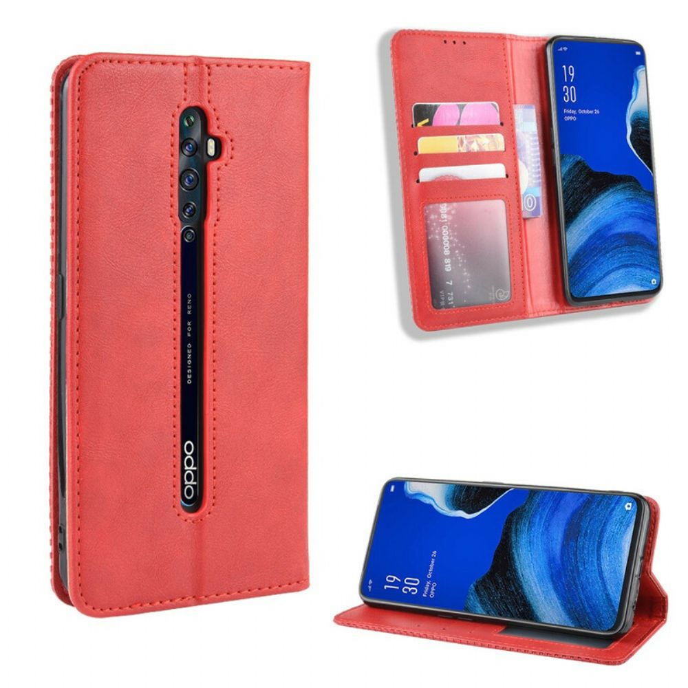 Bescherming Hoesje voor Oppo Reno 2Z Folio-hoesje Gestyled Vintage Leereffect