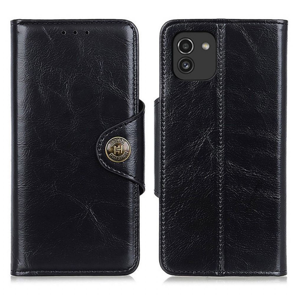 Folio-hoesje voor Samsung Galaxy A03 Glanzend Kunstleer Knop