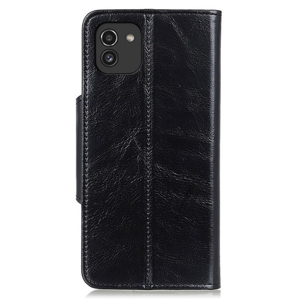 Folio-hoesje voor Samsung Galaxy A03 Glanzend Kunstleer Knop