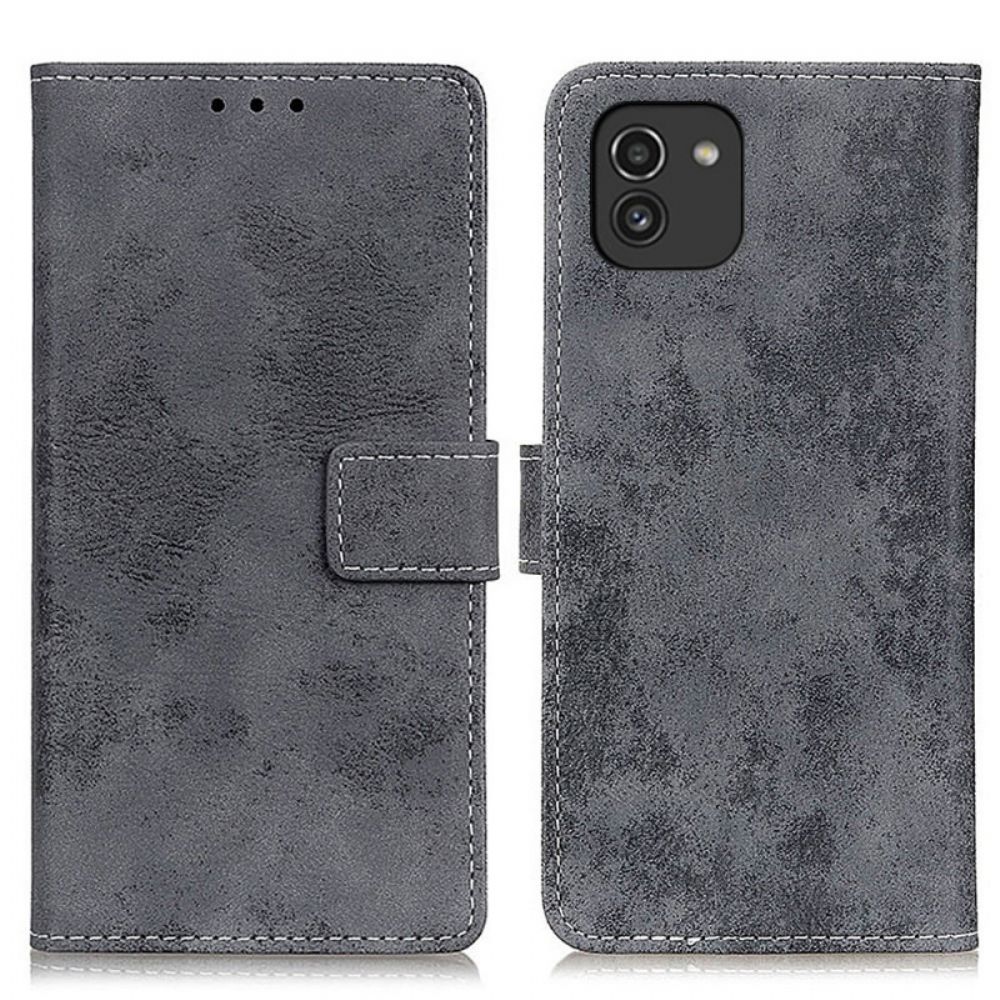Leren Hoesje voor Samsung Galaxy A03 Vintage Leereffect