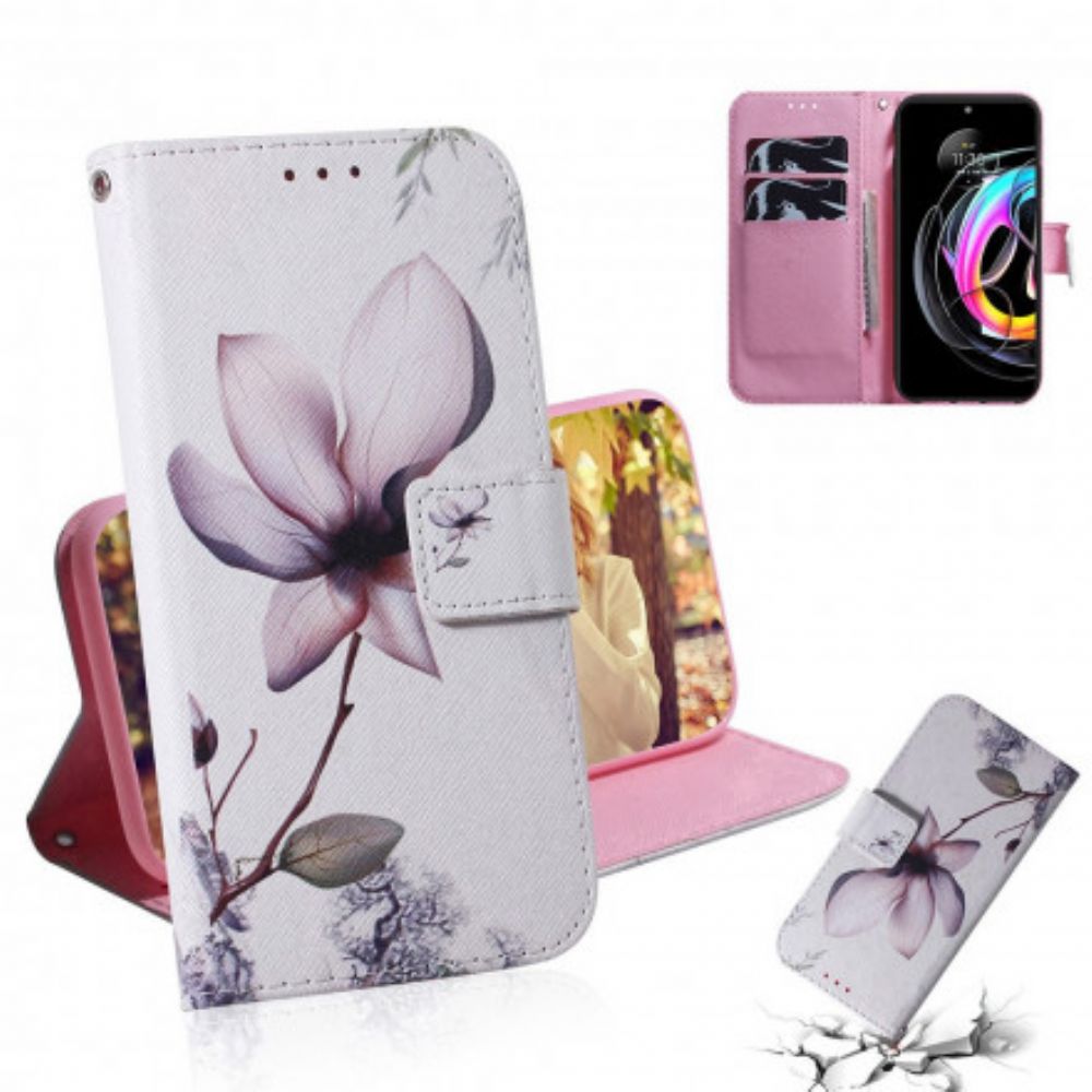 Folio-hoesje voor Motorola Edge 20 Lite Oude Roze Bloem