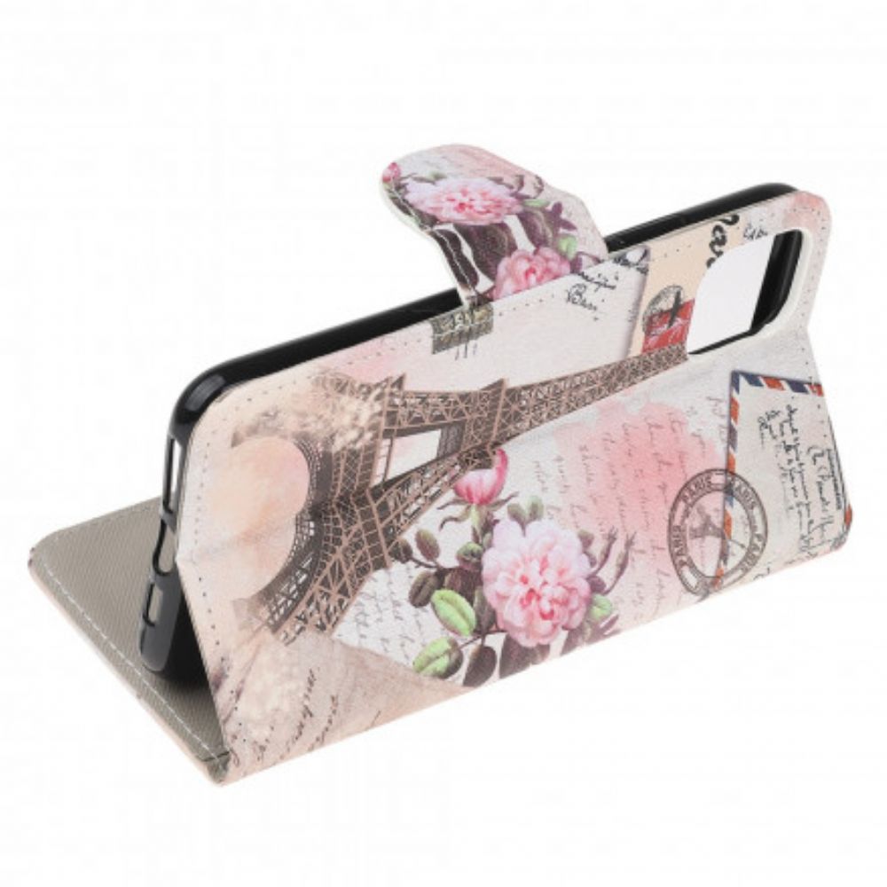 Folio-hoesje voor Motorola Edge 20 Lite Retro Eiffeltoren