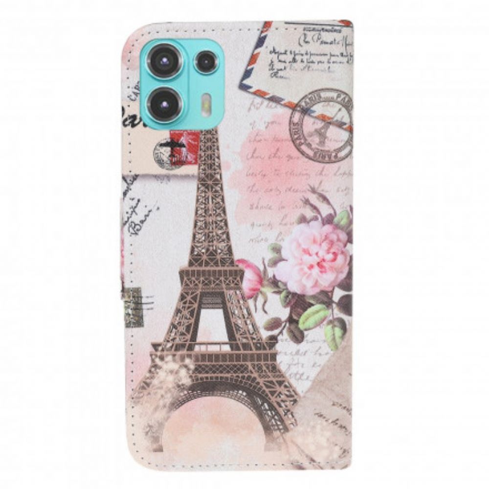 Folio-hoesje voor Motorola Edge 20 Lite Retro Eiffeltoren