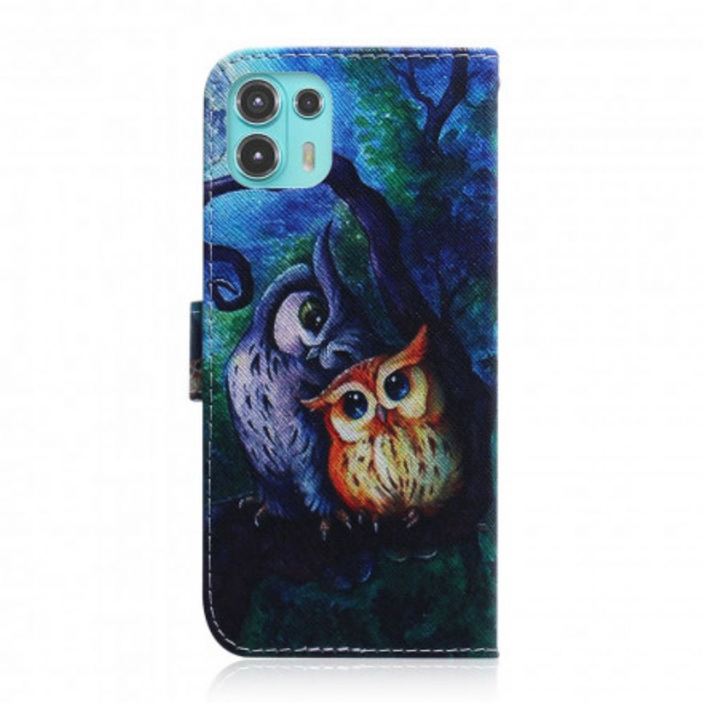 Folio-hoesje voor Motorola Edge 20 Lite Uilen Schilderen