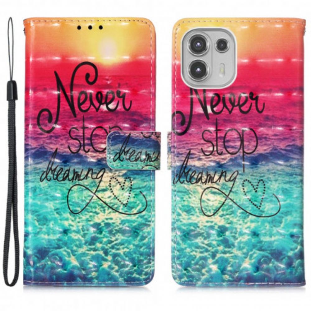 Leren Hoesje voor Motorola Edge 20 Lite Stop Nooit Met Dromen