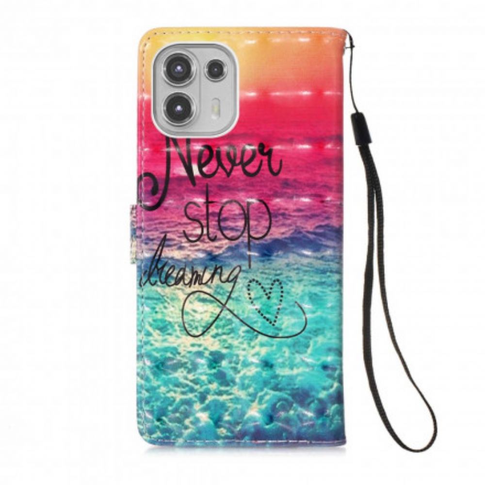 Leren Hoesje voor Motorola Edge 20 Lite Stop Nooit Met Dromen