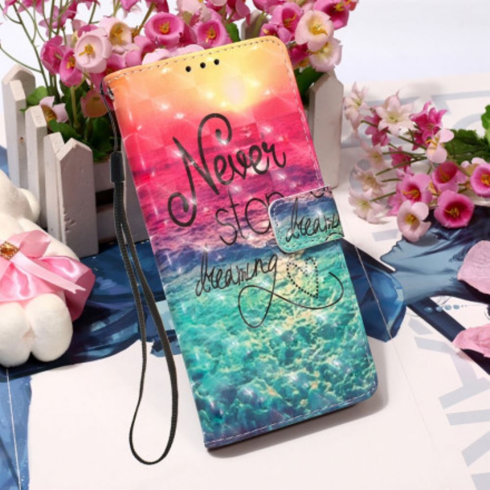 Leren Hoesje voor Motorola Edge 20 Lite Stop Nooit Met Dromen