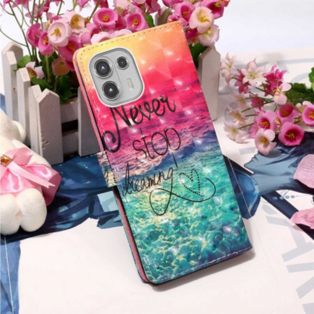 Leren Hoesje voor Motorola Edge 20 Lite Stop Nooit Met Dromen