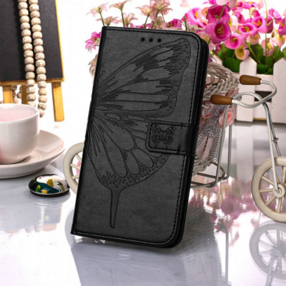 Leren Hoesje voor Motorola Edge 20 Lite Vlinderontwerp Met Koord