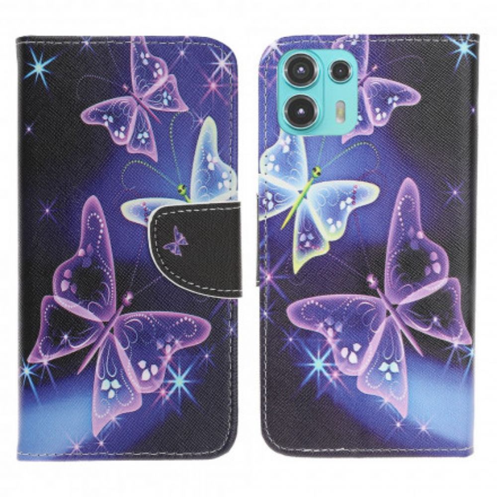 Leren Hoesje voor Motorola Edge 20 Lite Vlinders