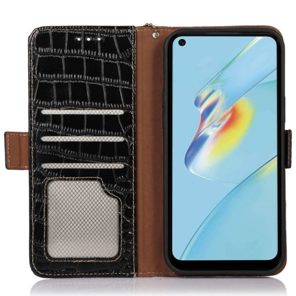 Folio-hoesje voor Oppo Reno 8 Rfid Krokodil Stijl