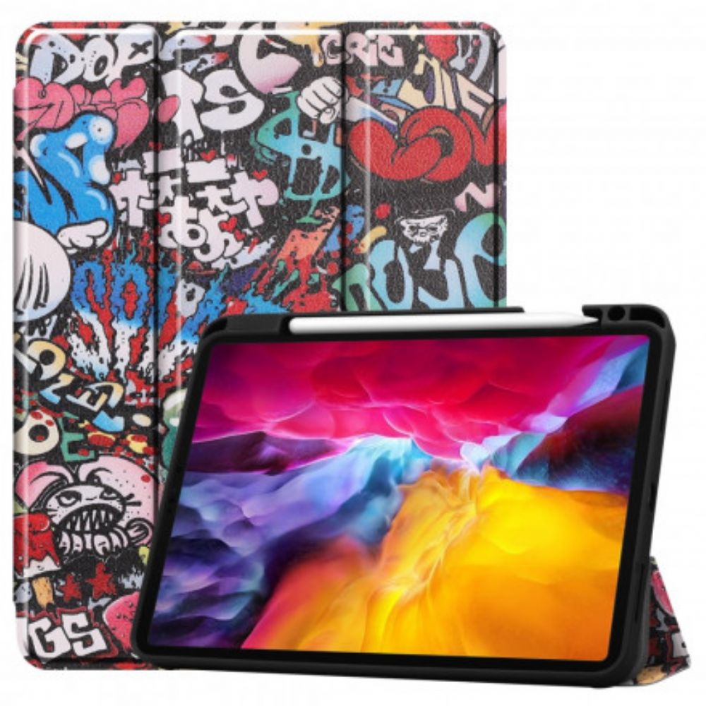 Bescherming Hoesje voor iPad Air (2022) (2020) / Pro 11" Graffiti Pennenhouder
