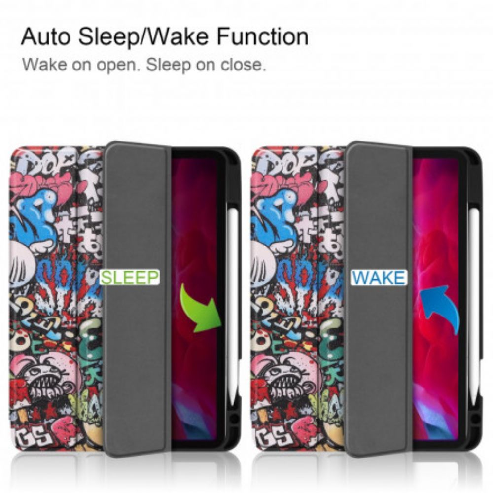 Bescherming Hoesje voor iPad Air (2022) (2020) / Pro 11" Graffiti Pennenhouder