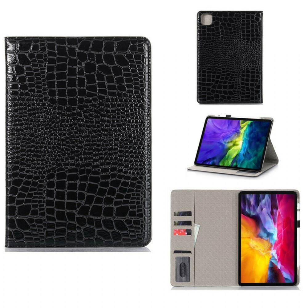 Cover voor iPad Air (2022) (2020) / Pro 11" Zwart-wit Krokodillenleer