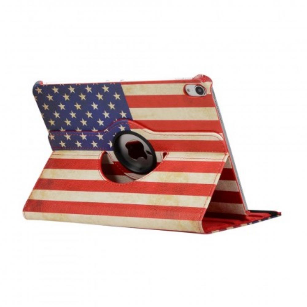 Leren Hoesje voor iPad Air (2022) (2020) / Pro 11" Roterende Amerikaanse Vlag