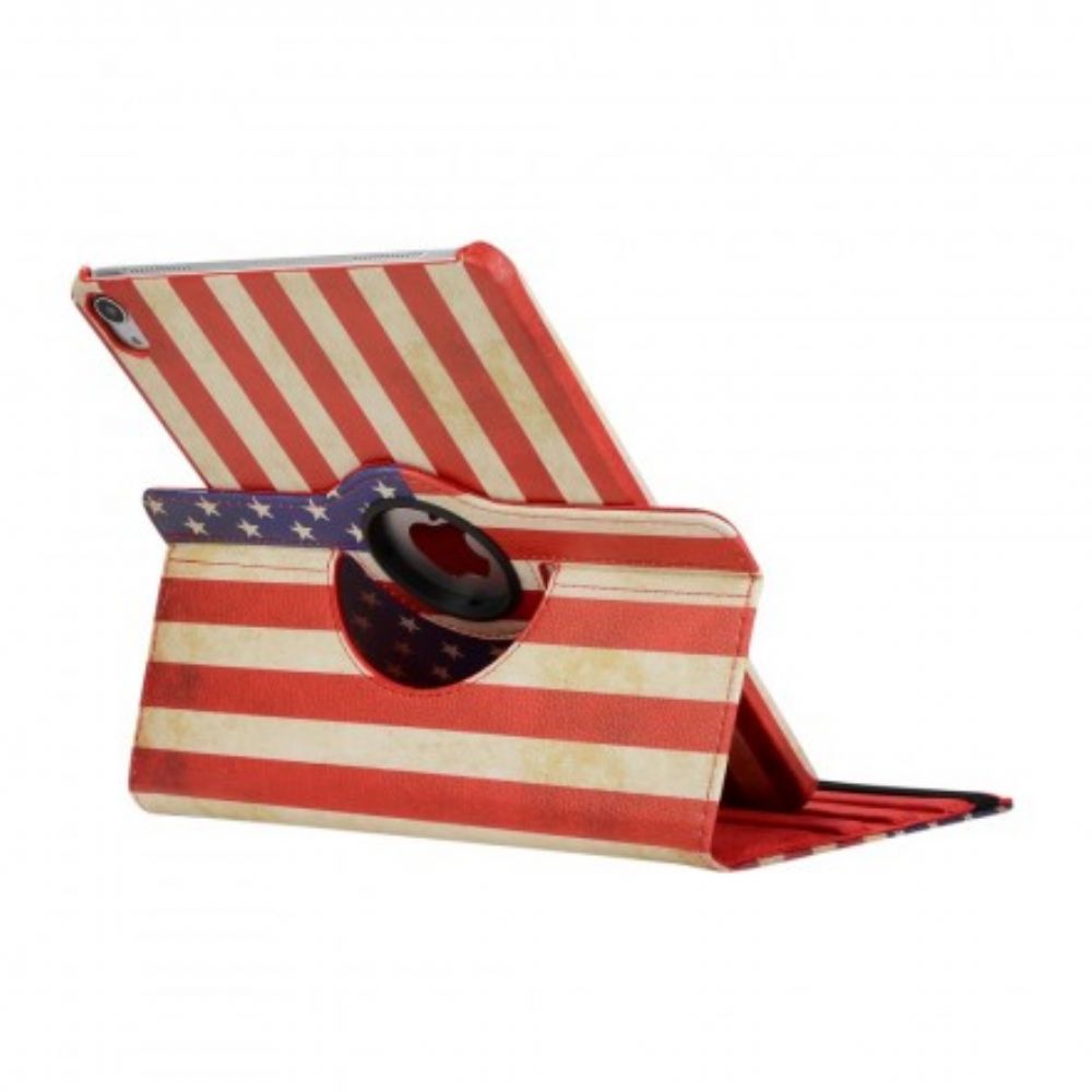 Leren Hoesje voor iPad Air (2022) (2020) / Pro 11" Roterende Amerikaanse Vlag