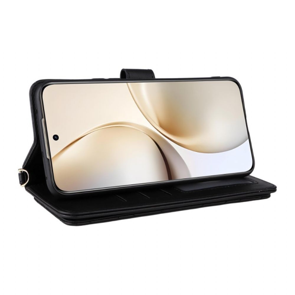 Flip Case Leren Realme 14 Pro Plus 5g Premium Met Schouderband En Riem