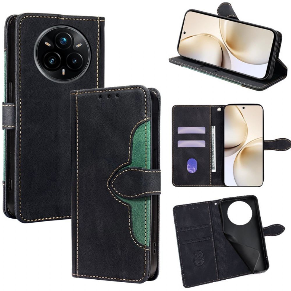 Flip Case Leren Realme 14 Pro Plus 5g Tweekleurig Bloemenpatroon