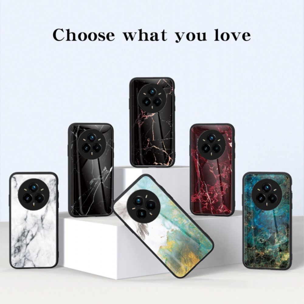 Hoesje Realme 14 Pro Plus 5g Gehard Glas Met Marmerlook Bescherming Hoesje