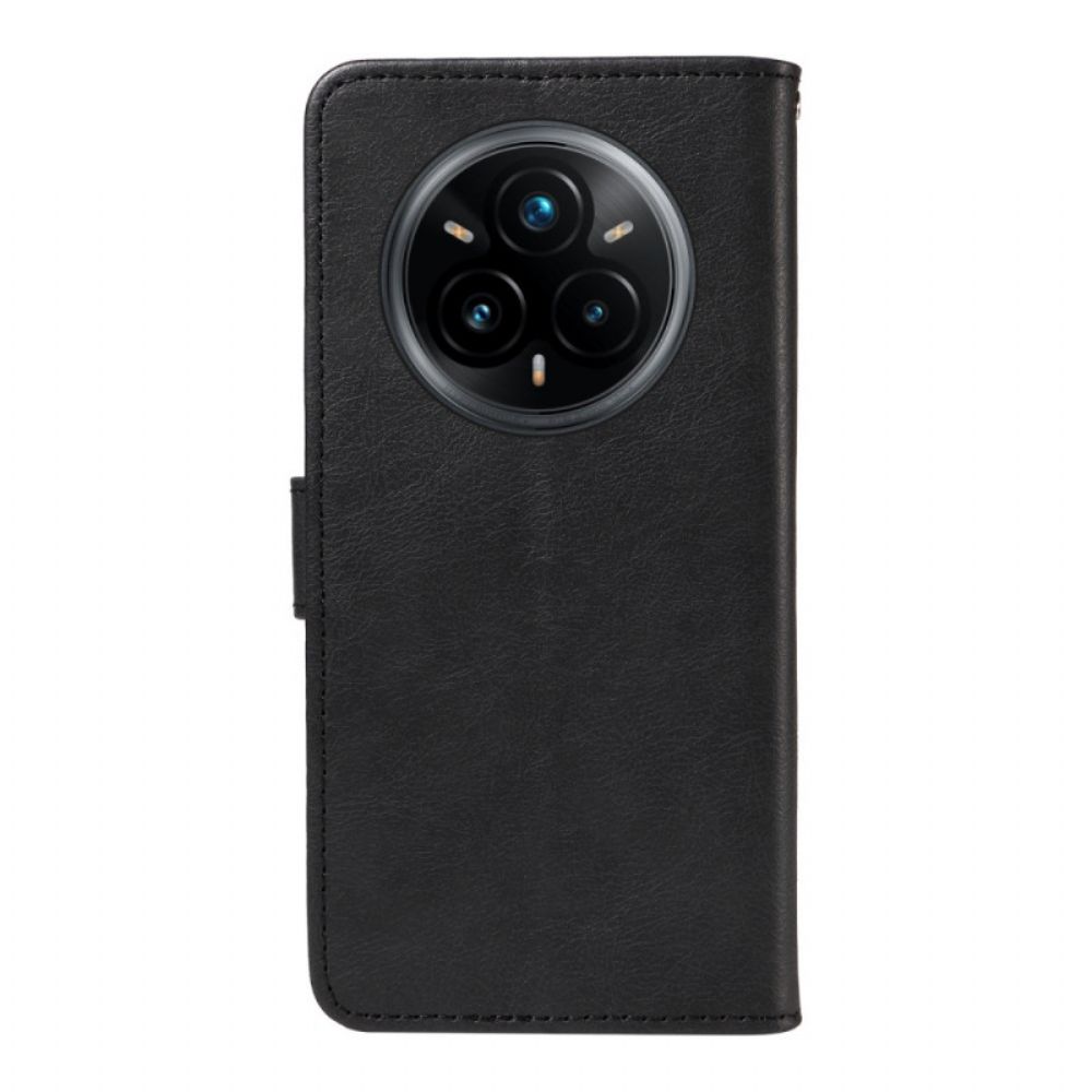 Leren Hoesje Realme 14 Pro Plus 5g Effen Kunstleren Bandje Bescherming Hoesje