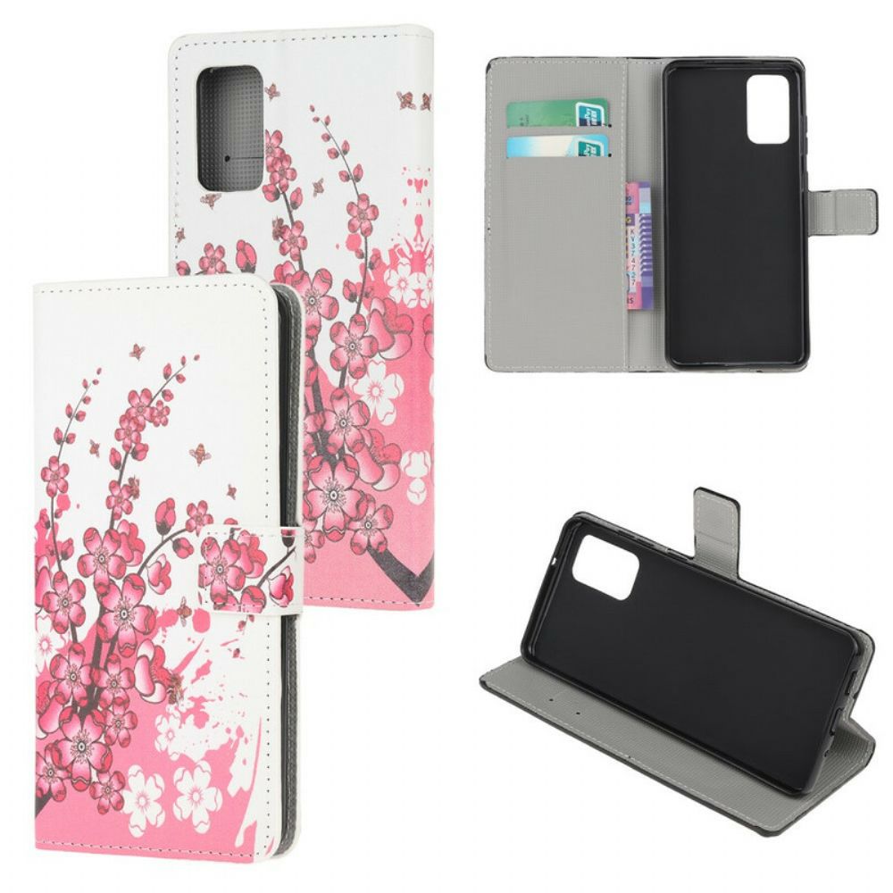 Leren Hoesje voor Samsung Galaxy S20 Plus 4G / 5G Tropische Bloemen