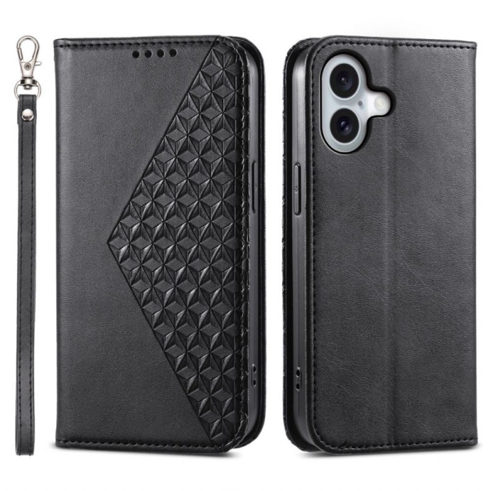 Folio-hoesje iPhone 16 Diamantontwerp Met Riem