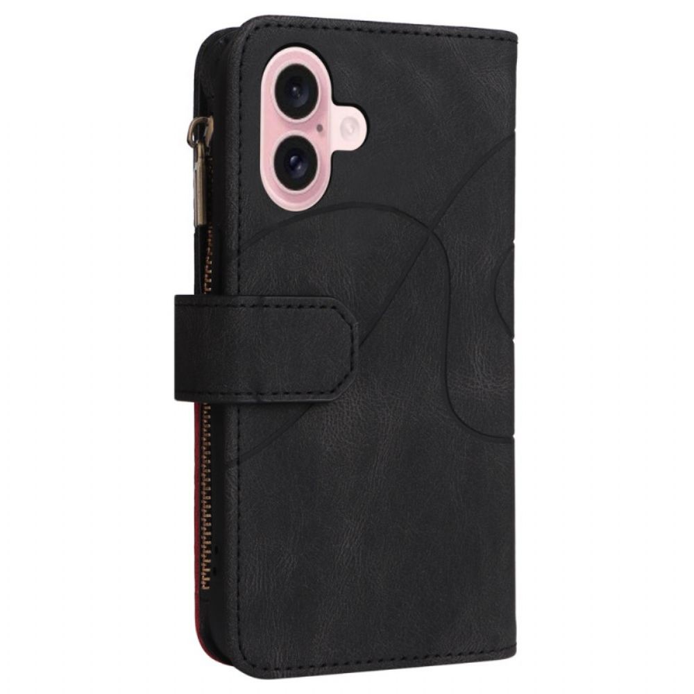 Folio-hoesje iPhone 16 Telefoonhoesje Portemonnee Met Golvende Lijn