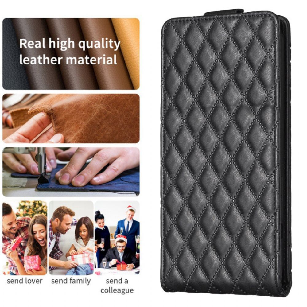 Leren Hoesje iPhone 16 Gewatteerde Verticale Klep Bescherming Hoesje