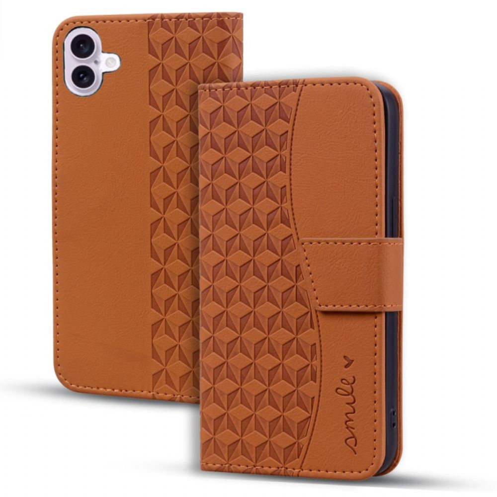 Leren Hoesje iPhone 16 Ruitpatroon