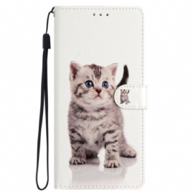 Leren Hoesje Voor iPhone 16 Katje Met Riempje