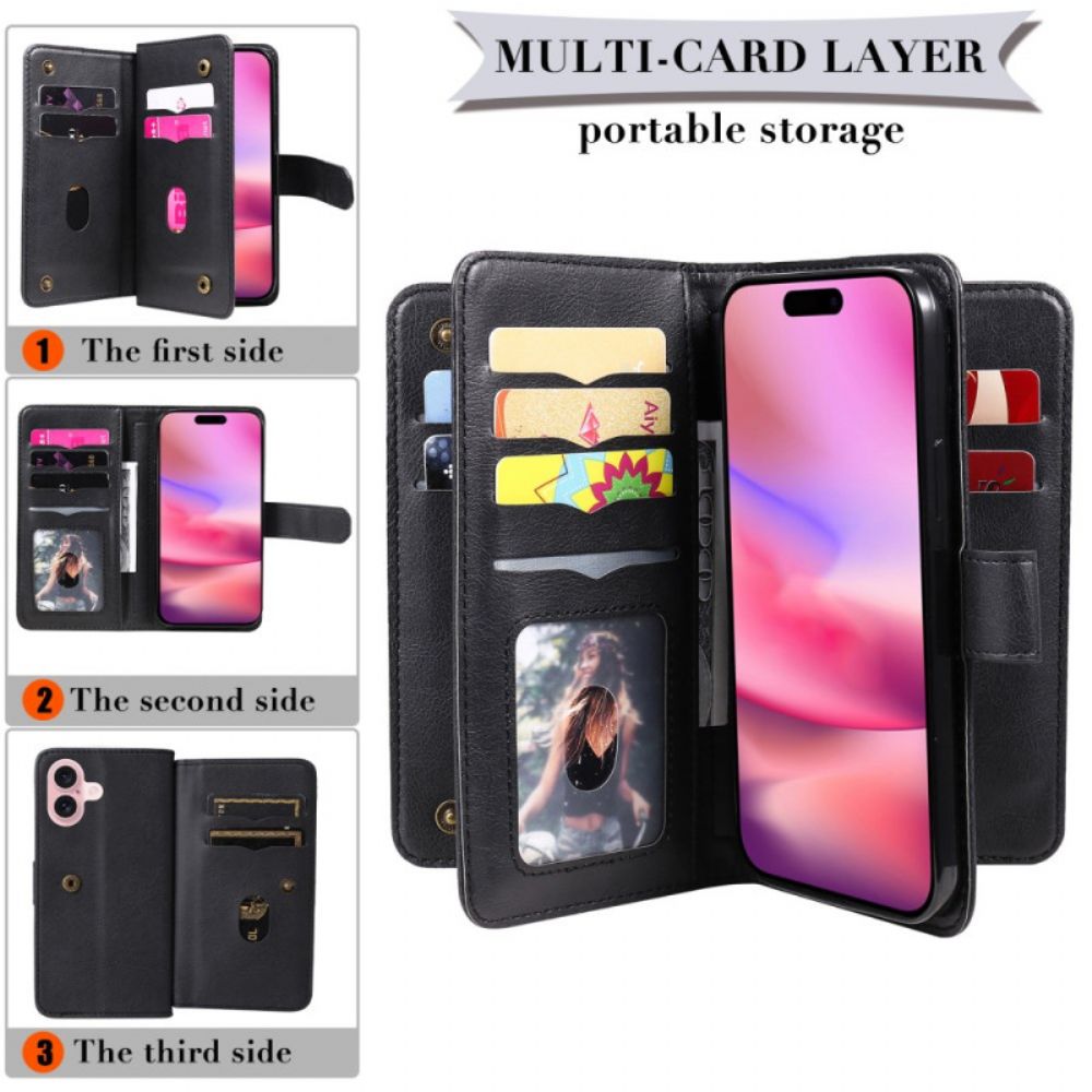 Leren Hoesje Voor iPhone 16 Multikaarthouder