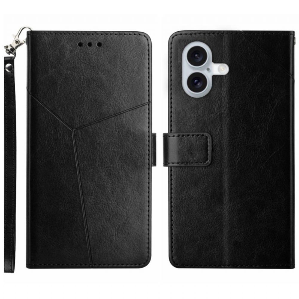 Leren Hoesje Voor iPhone 16 Y-bandontwerp