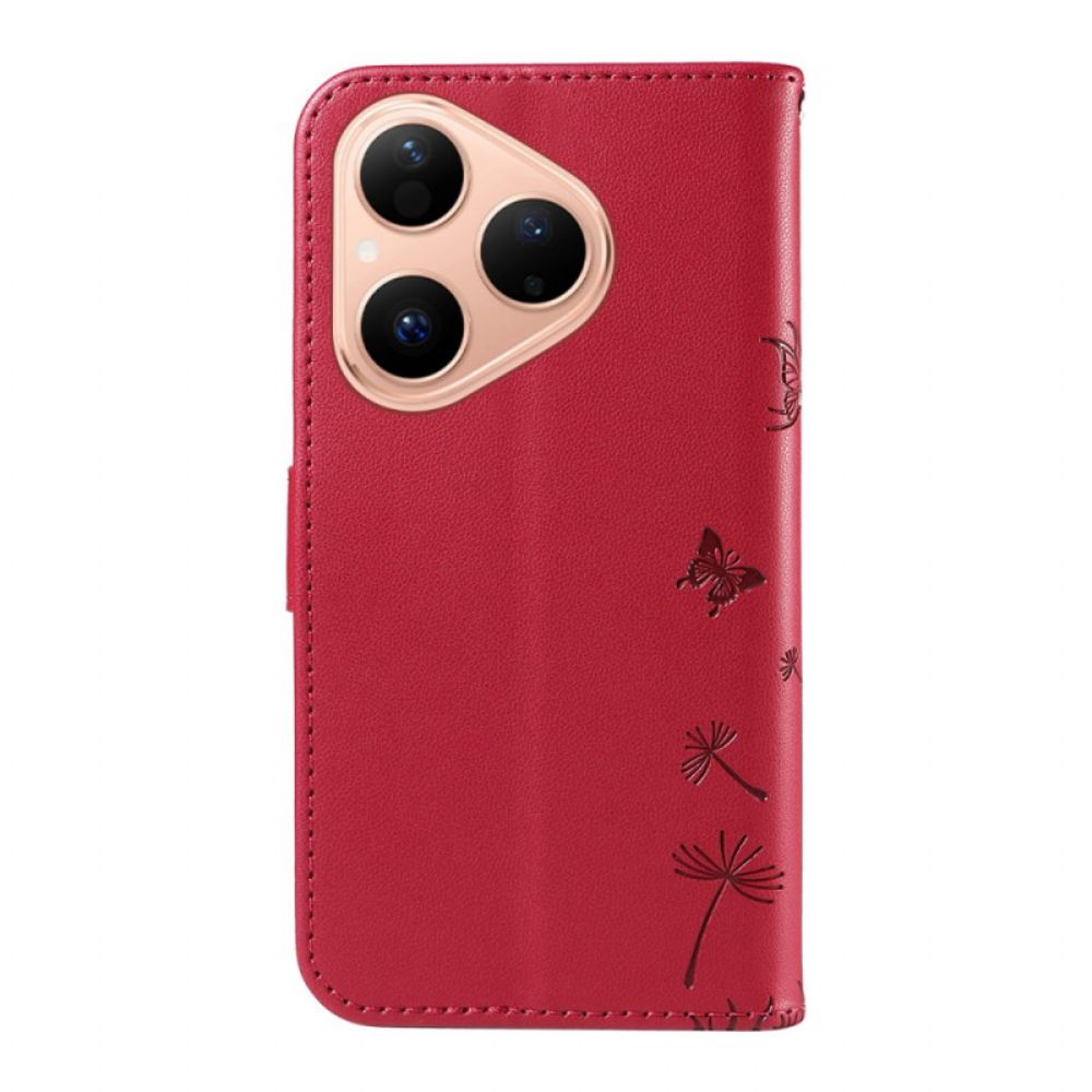 Folio-hoesje Huawei Pura 80 Telefoonhoesje Paardenbloem En Bandje