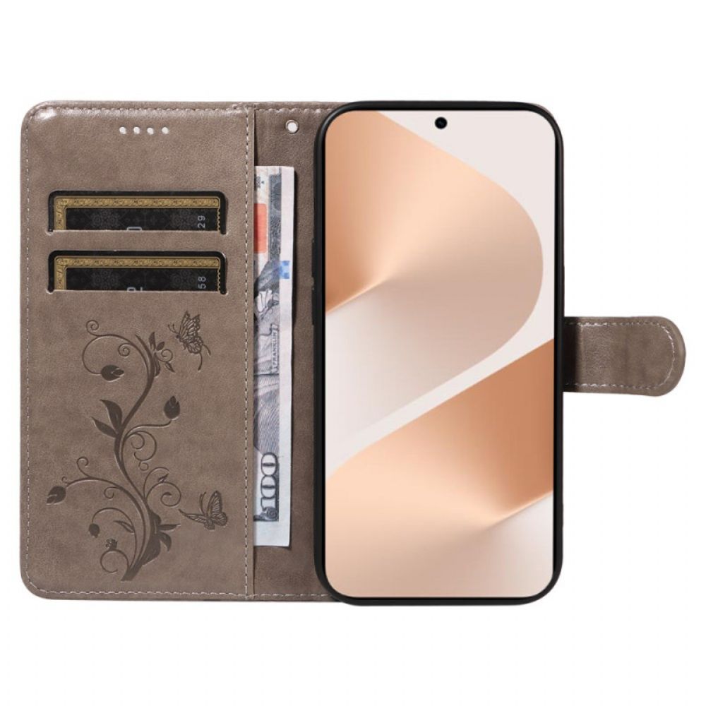 Leren Hoesje Voor Huawei Pura 80 Bloemenpatroon