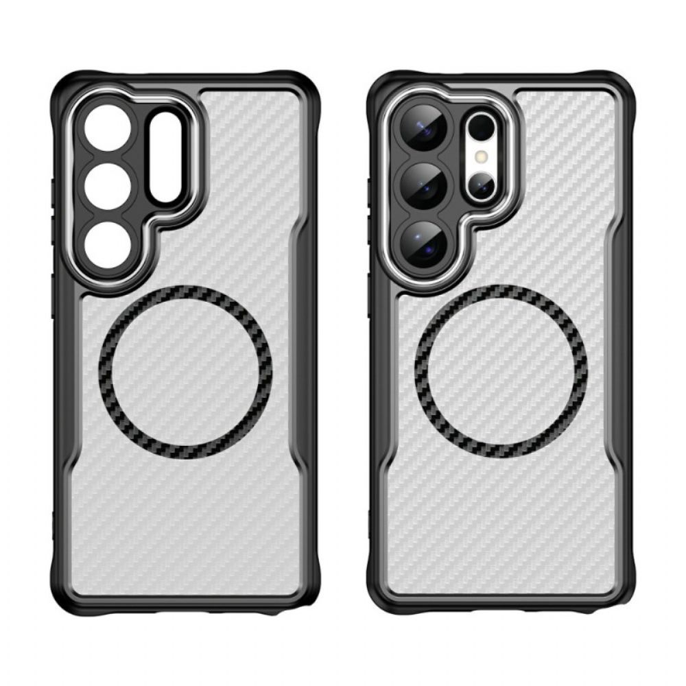 Cover Hoesje Samsung Galaxy S26 Ultra Telefoonhoesje Magsafe Hybrid Protection Carbon Fiber Textuur
