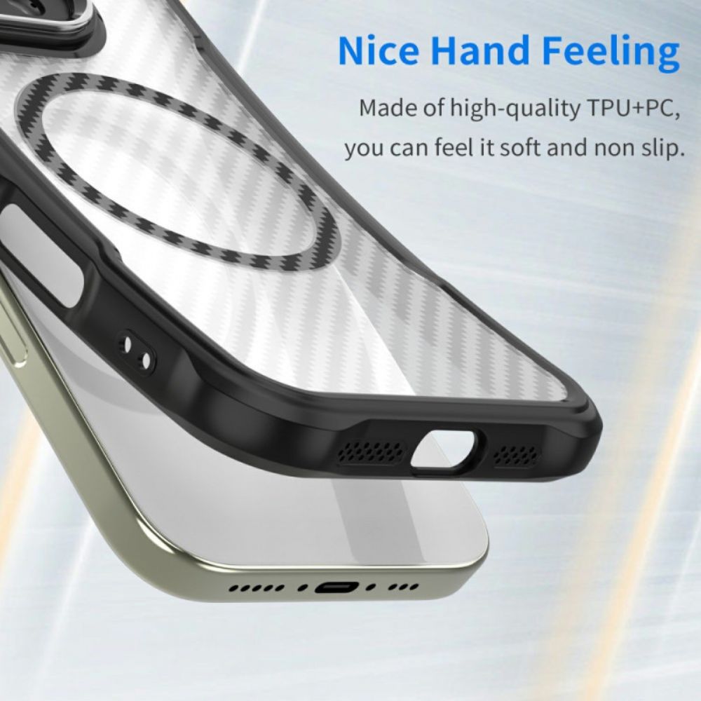 Cover Hoesje Samsung Galaxy S26 Ultra Telefoonhoesje Magsafe Hybrid Protection Carbon Fiber Textuur