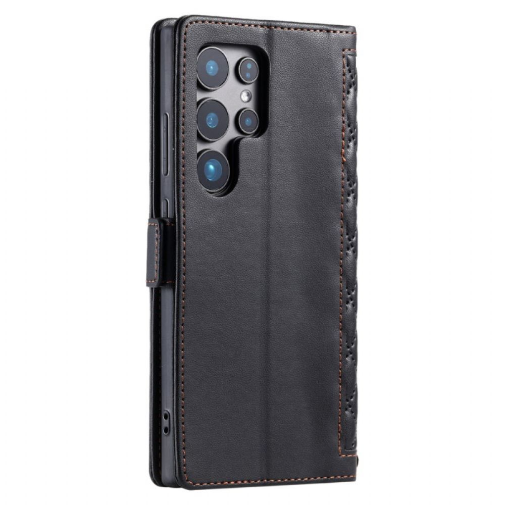 Flip Case Leren Samsung Galaxy S26 Ultra Gewatteerd Met Bandje