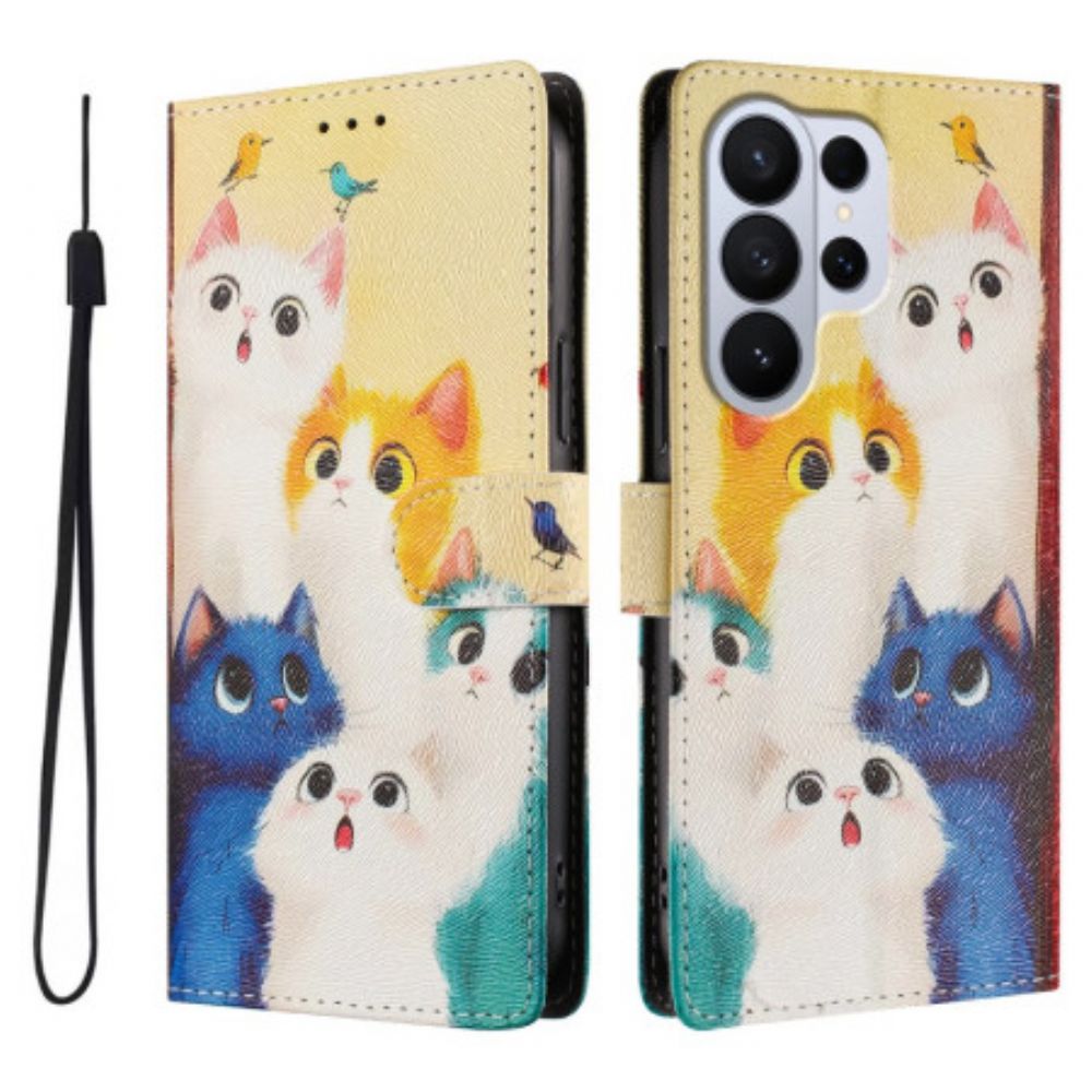 Folio-hoesje Samsung Galaxy S26 Ultra Telefoonhoesje Kleurrijke Katten