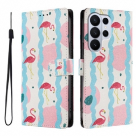 Leren Hoesje Samsung Galaxy S26 Ultra Flamingo's Bescherming Hoesje
