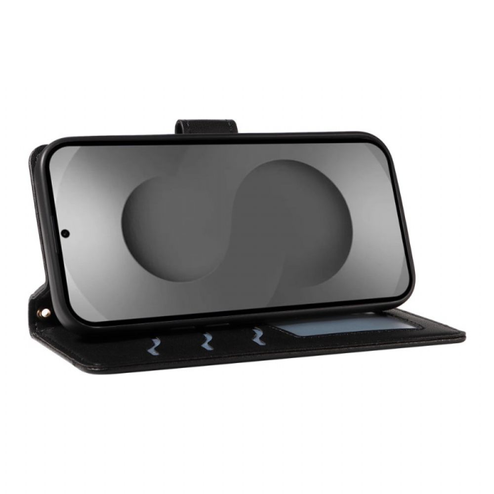 Leren Hoesje Samsung Galaxy S26 Ultra Gewatteerd Met Riempje En Schouderriem Bescherming Hoesje