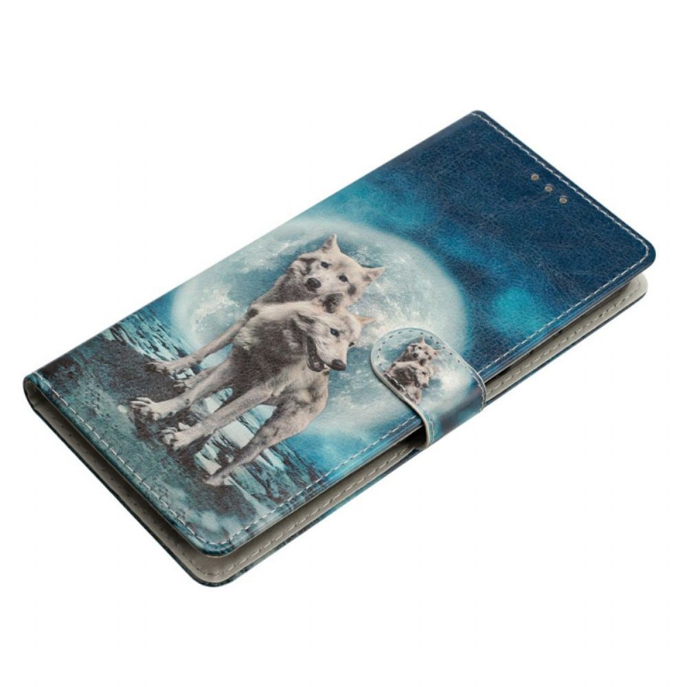 Leren Hoesje Samsung Galaxy S26 Ultra Twee Wolven Bescherming Hoesje