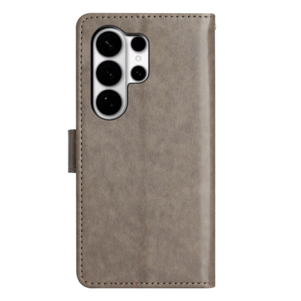 Leren Hoesje Samsung Galaxy S26 Ultra Vlinder En Bloemen Bescherming Hoesje