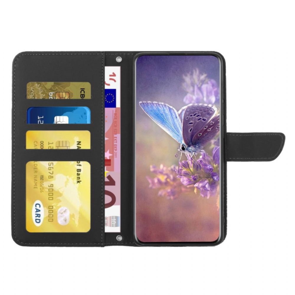 Leren Hoesje Voor Samsung Galaxy S26 Ultra Bandje Met Vlinderprint