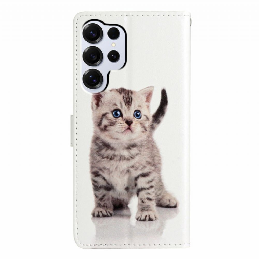 Leren Hoesje Voor Samsung Galaxy S26 Ultra Schattige Kat
