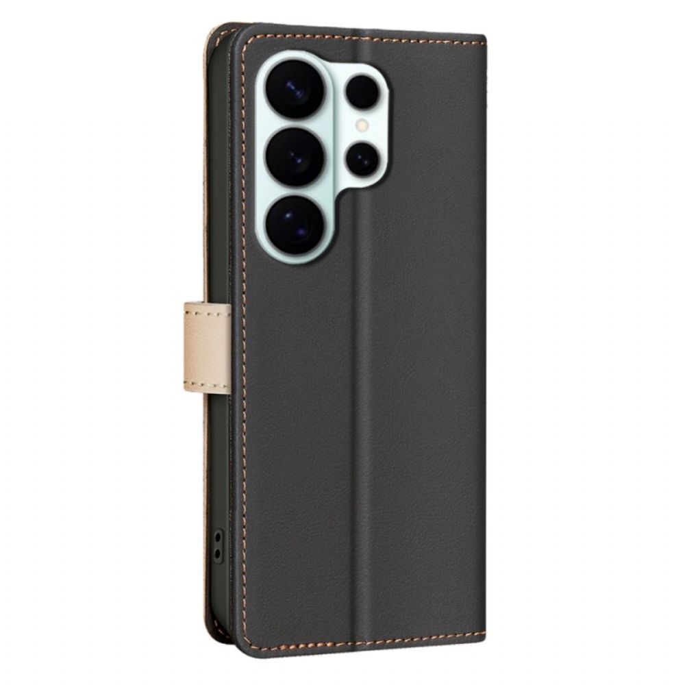 Leren Hoesje Voor Samsung Galaxy S26 Ultra Tweekleurige Binfen Kleur