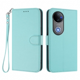 Folio-hoesje Vivo V50e 5g Effen Kunstleer Met Draagkoord