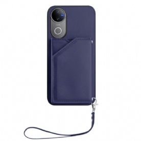 Hoesje Vivo V50e 5g Kaarthouder En Draagkoord Bescherming Hoesje